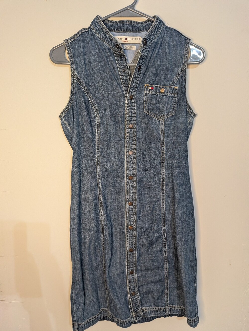 Tommy Hilfiger Sleeveless Denim Button-Down Midi Dress